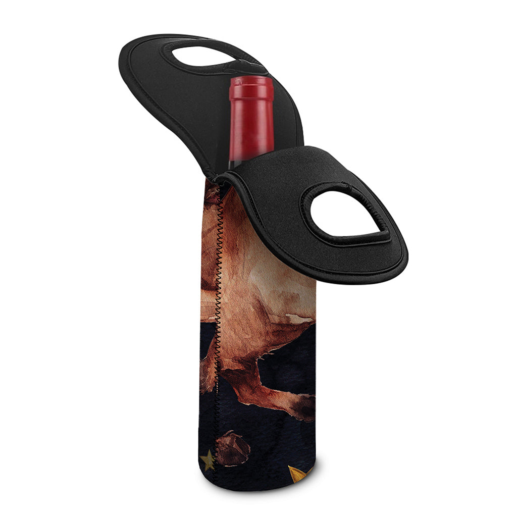 Watercolor Taurus Zodiac Sign Print Single Neoprene Wine Tote
