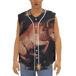 Watercolor Taurus Zodiac Sign Print Sleeveless Baseball Jersey