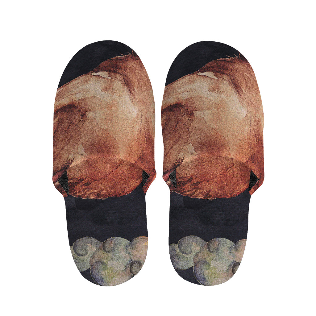Watercolor Taurus Zodiac Sign Print Slippers