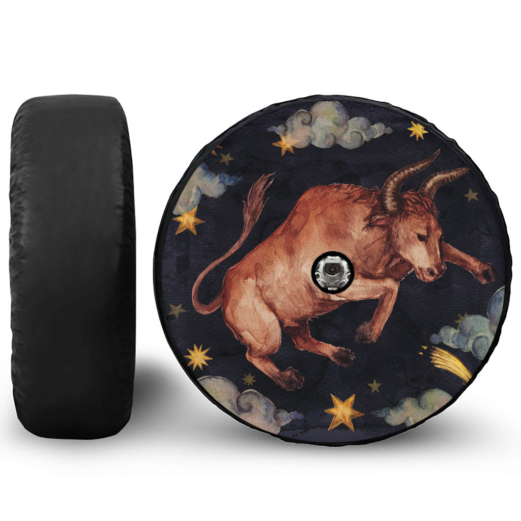 Watercolor Taurus Zodiac Sign Print Tire Cover With Camera Hole