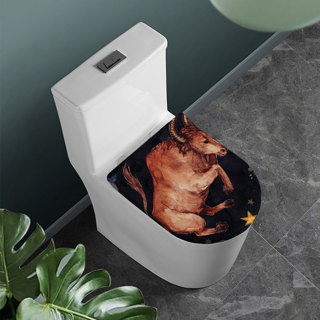 Watercolor Taurus Zodiac Sign Print Toilet Lid Cover