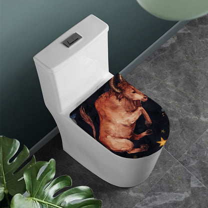 Watercolor Taurus Zodiac Sign Print Toilet Lid Cover