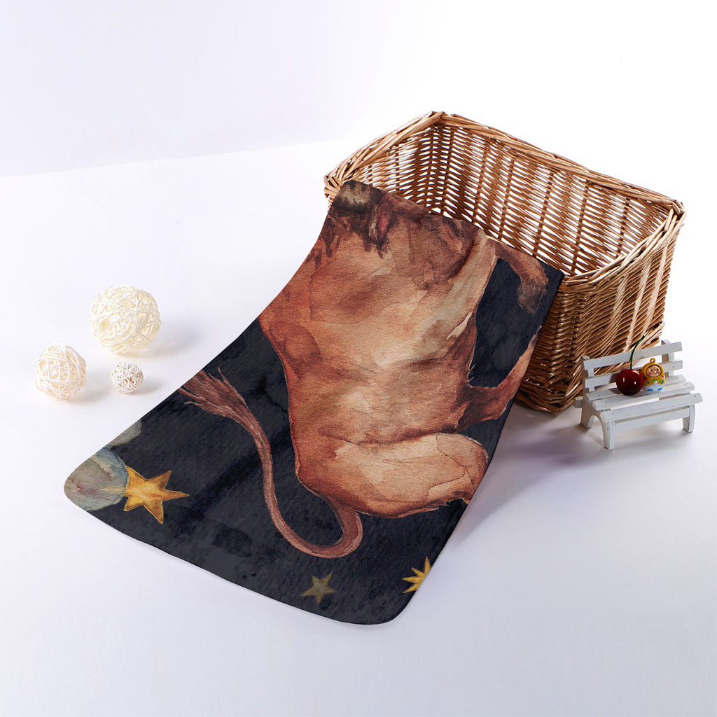 Watercolor Taurus Zodiac Sign Print Towel
