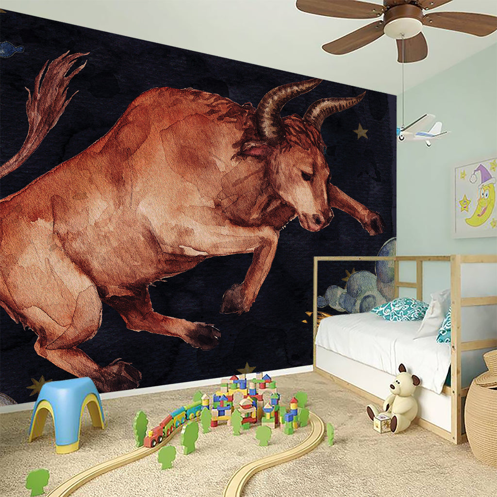 Watercolor Taurus Zodiac Sign Print Wall Sticker