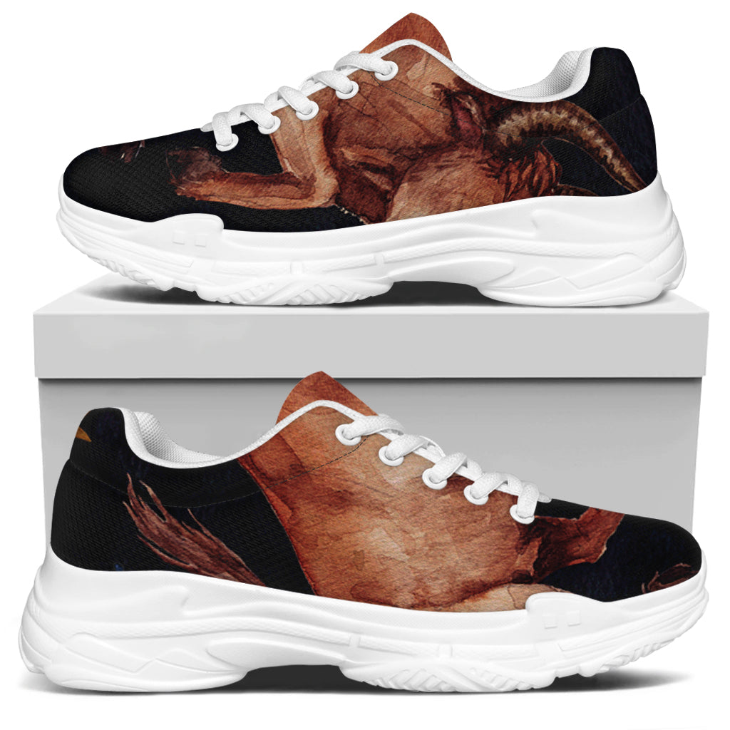 Watercolor Taurus Zodiac Sign Print White Chunky Shoes
