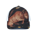Watercolor Taurus Zodiac Sign Print White Mesh Trucker Hat