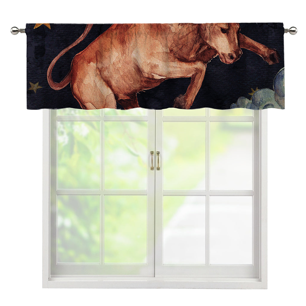 Watercolor Taurus Zodiac Sign Print Window Valance