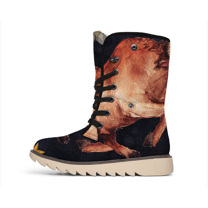 Watercolor Taurus Zodiac Sign Print Winter Boots