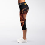 Watercolor Taurus Zodiac Sign Print Women's Capri Leggings