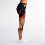 Watercolor Taurus Zodiac Sign Print Women's Capri Leggings