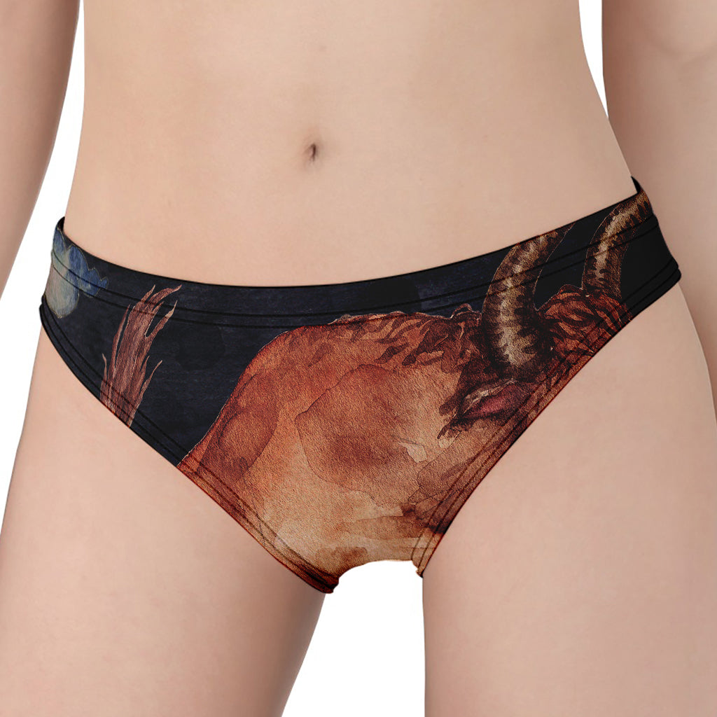 Watercolor Taurus Zodiac Sign Print Women's Panties