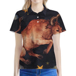 Watercolor Taurus Zodiac Sign Print Women's Polo Shirt