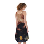 Watercolor Taurus Zodiac Sign Print Women's Sleeveless Dress