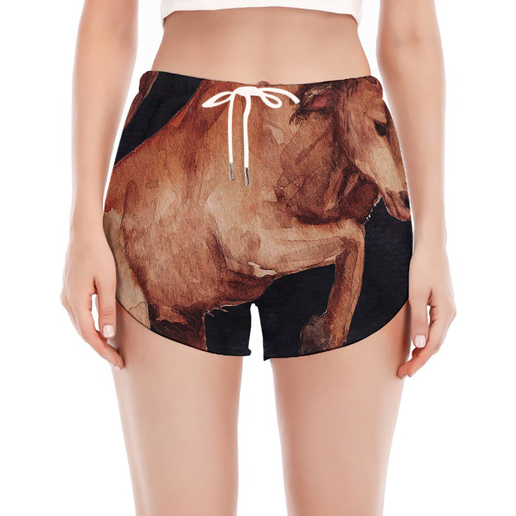 Watercolor Taurus Zodiac Sign Print Women's Split Running Shorts