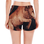 Watercolor Taurus Zodiac Sign Print Women's Split Running Shorts