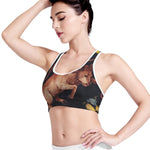 Watercolor Taurus Zodiac Sign Print Women's Sports Bra