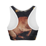 Watercolor Taurus Zodiac Sign Print Women's Sports Bra