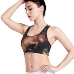 Watercolor Taurus Zodiac Sign Print Women's Sports Bra