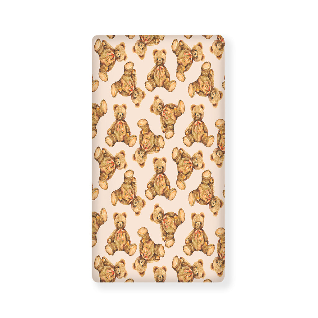 Watercolor Teddy Bear Pattern Print Baby Crib Sheet