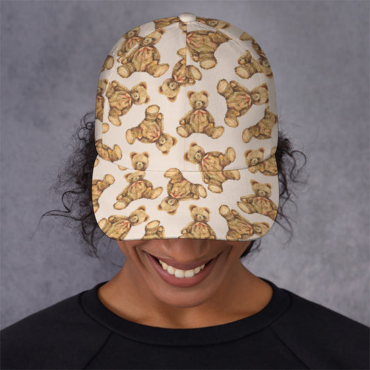 Watercolor Teddy Bear Pattern Print Baseball Cap
