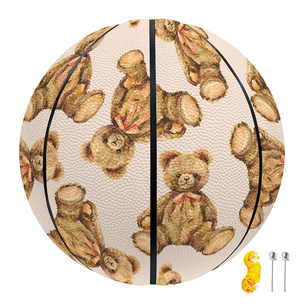 Watercolor Teddy Bear Pattern Print Basketball
