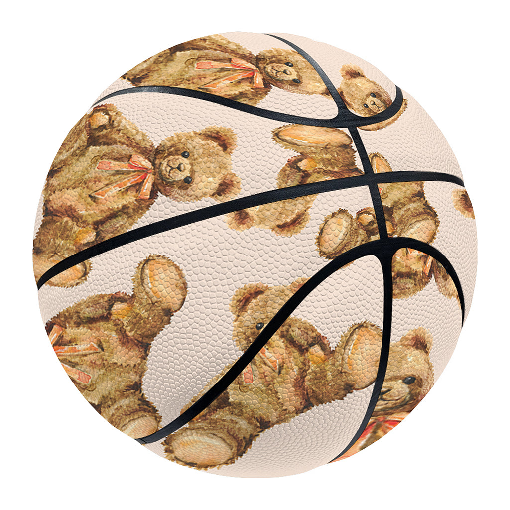 Watercolor Teddy Bear Pattern Print Basketball