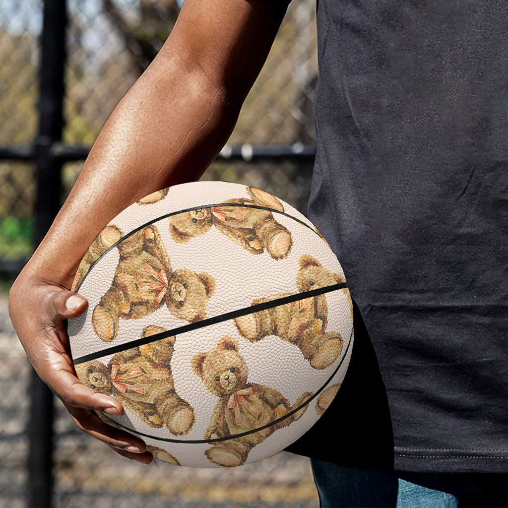 Watercolor Teddy Bear Pattern Print Basketball