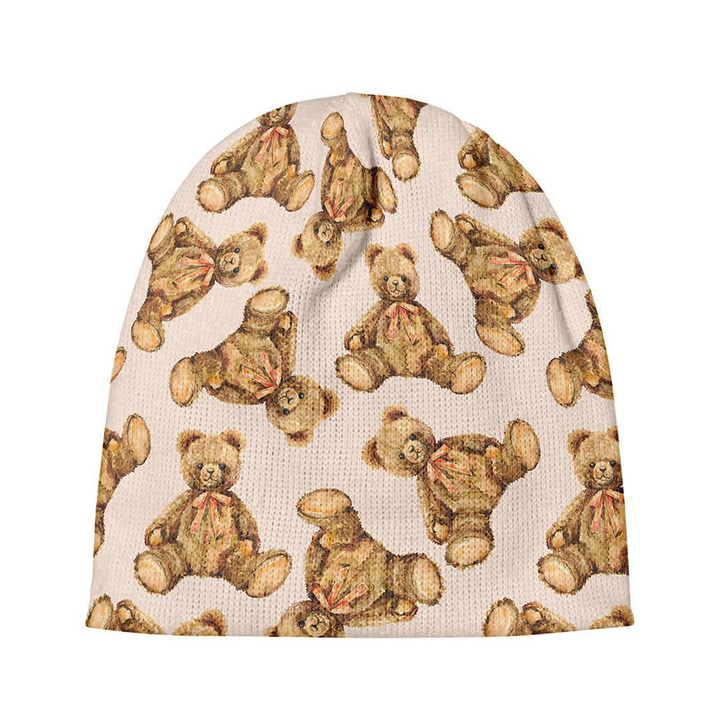 Watercolor Teddy Bear Pattern Print Beanie
