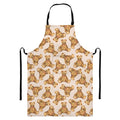 Watercolor Teddy Bear Pattern Print Bib Apron With Pocket
