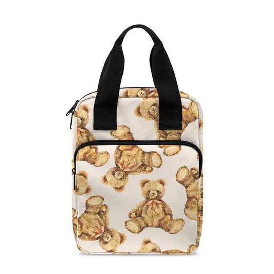 Watercolor Teddy Bear Pattern Print Bible Tote Bag