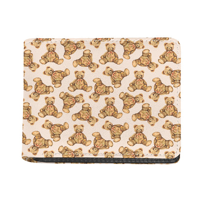Watercolor Teddy Bear Pattern Print Bifold Wallet