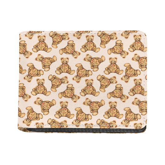 Watercolor Teddy Bear Pattern Print Bifold Wallet