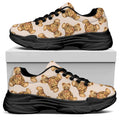 Watercolor Teddy Bear Pattern Print Black Chunky Shoes