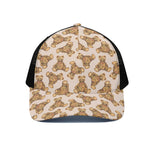 Watercolor Teddy Bear Pattern Print Black Mesh Trucker Cap