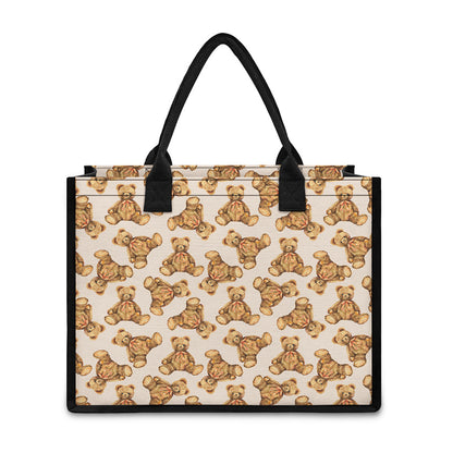 Watercolor Teddy Bear Pattern Print Canvas Tote Bag