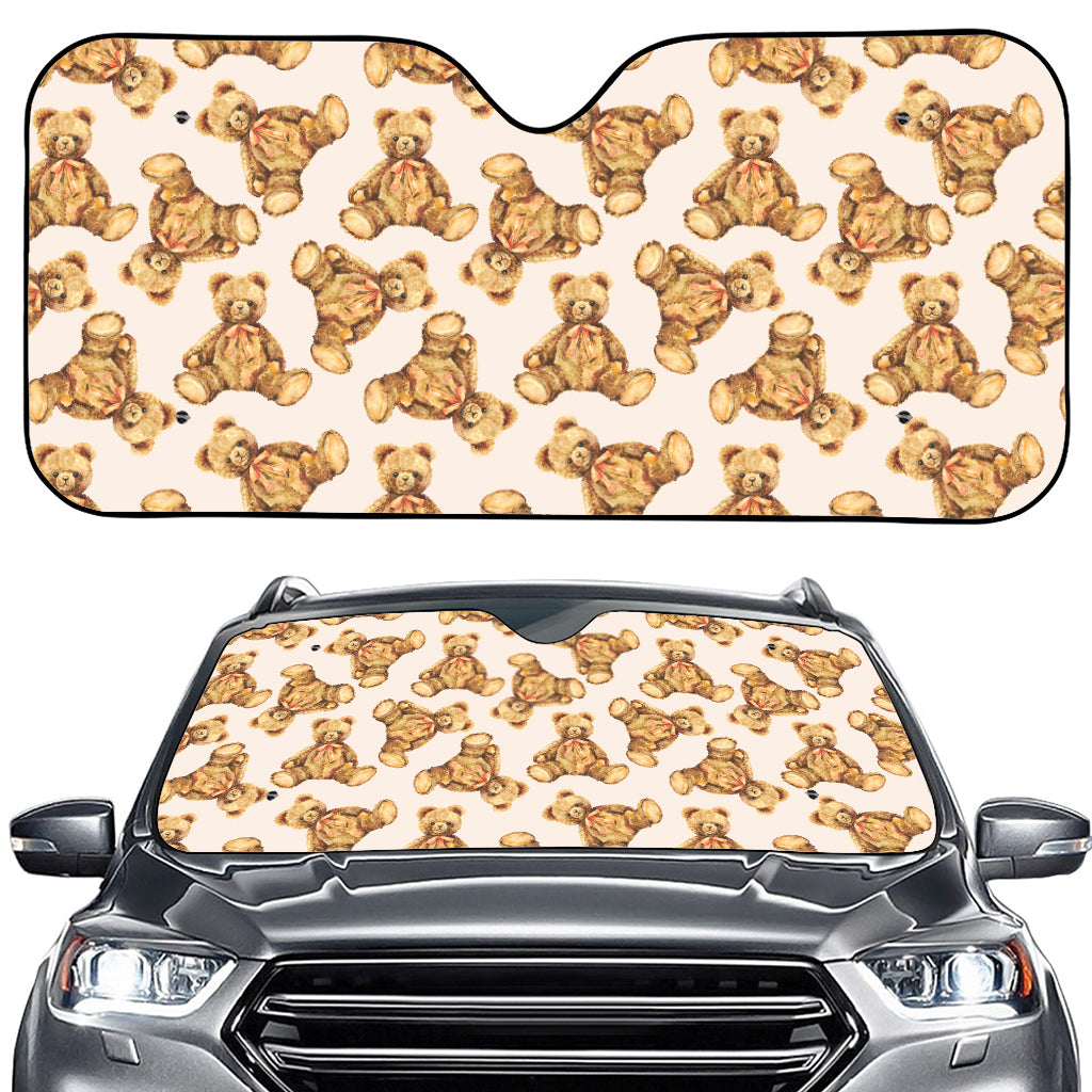 Watercolor Teddy Bear Pattern Print Car Windshield Sun Shade