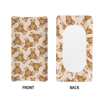 Watercolor Teddy Bear Pattern Print Changing Pad Cover