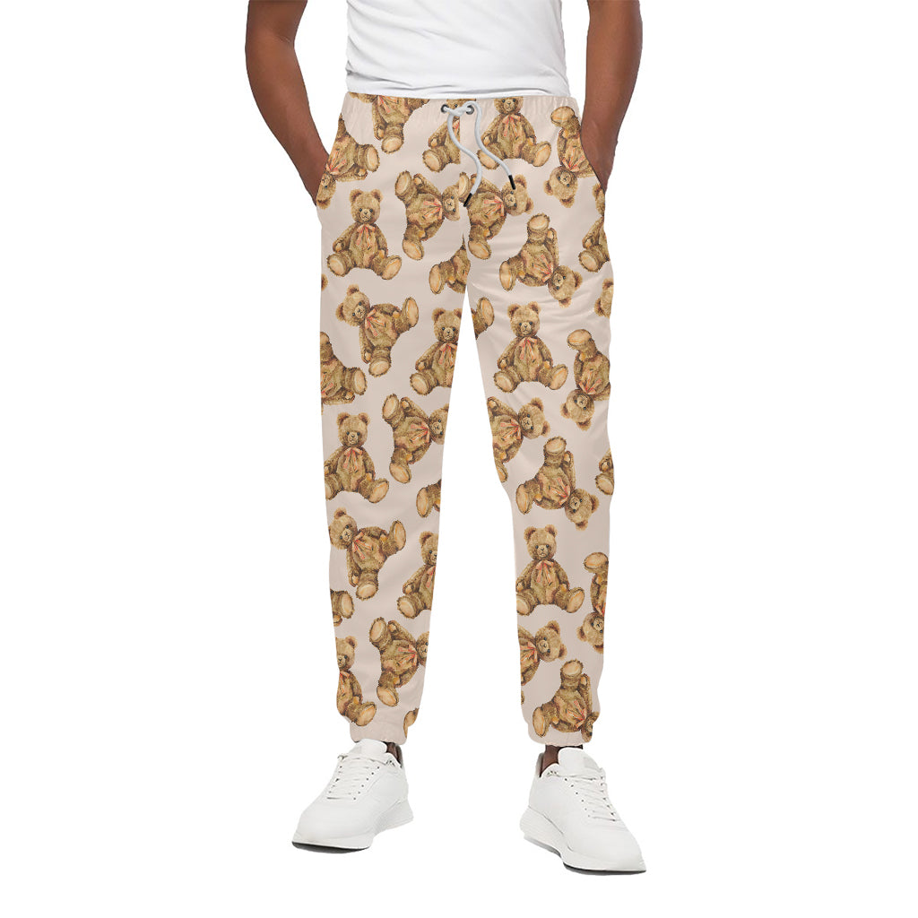Watercolor Teddy Bear Pattern Print Cotton Pants