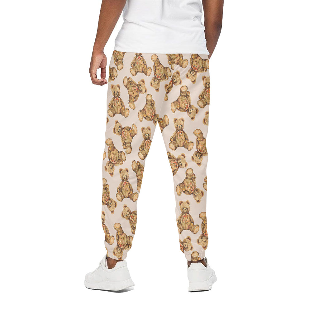 Watercolor Teddy Bear Pattern Print Cotton Pants