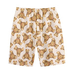 Watercolor Teddy Bear Pattern Print Cotton Shorts