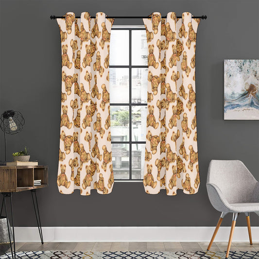 Watercolor Teddy Bear Pattern Print Curtain