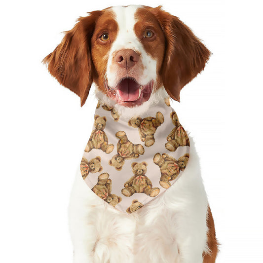 Watercolor Teddy Bear Pattern Print Dog Bandana