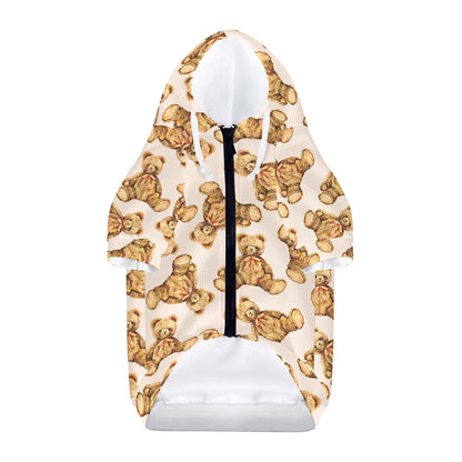 Watercolor Teddy Bear Pattern Print Dog Zip Up Hoodie