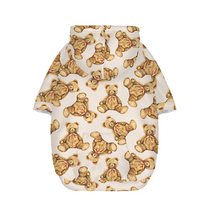 Watercolor Teddy Bear Pattern Print Dog Zip Up Hoodie