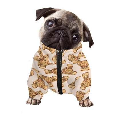 Watercolor Teddy Bear Pattern Print Dog Zip Up Jacket