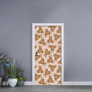 Watercolor Teddy Bear Pattern Print Door Sticker