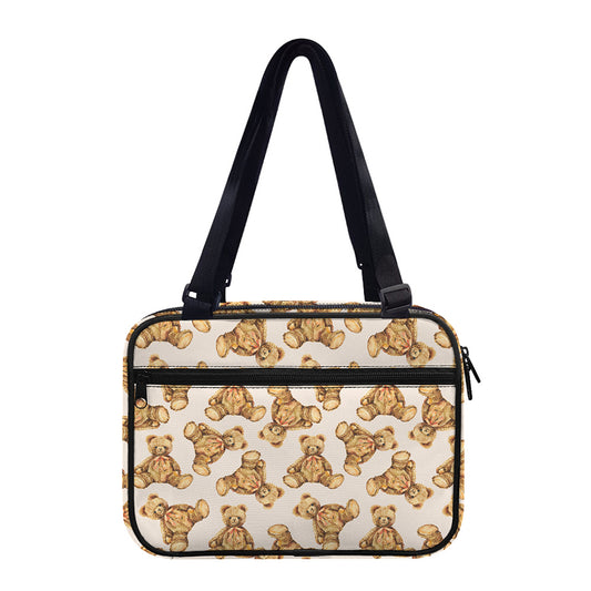 Watercolor Teddy Bear Pattern Print Double Strap Bible Bag