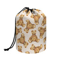 Watercolor Teddy Bear Pattern Print Drawstring Makeup Bag