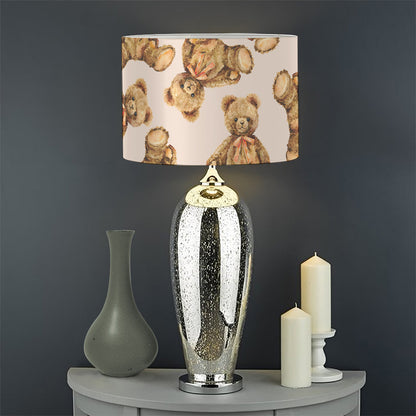 Watercolor Teddy Bear Pattern Print Drum Lamp Shade