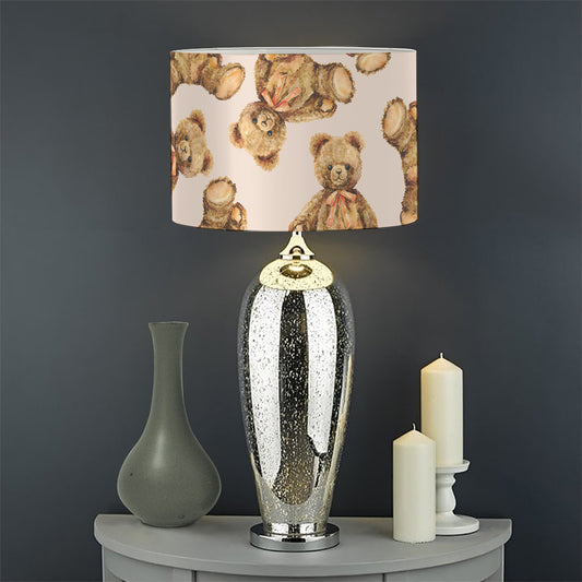 Watercolor Teddy Bear Pattern Print Drum Lamp Shade